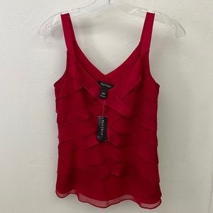 NWT WHBM Red Layered Tank Top Camisole Sleeveless Blouse XXS